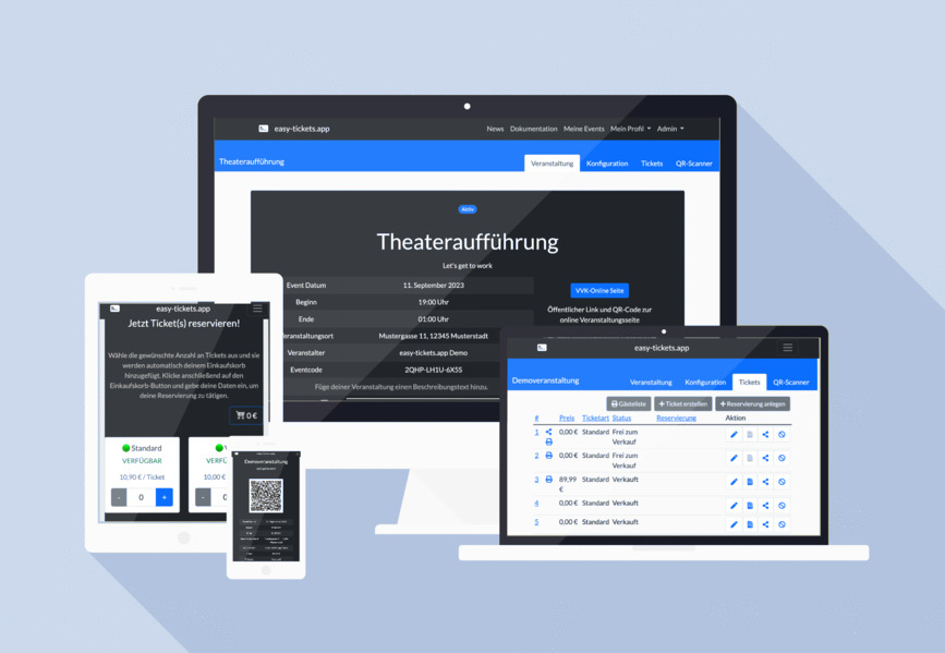 Mockups der App wie sie auf unterschiedlichen Geräten aussieht